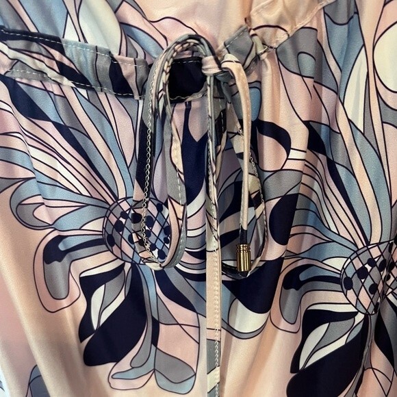 Light pink and blue print midi dress size large NWOT - Picture 7 of 9